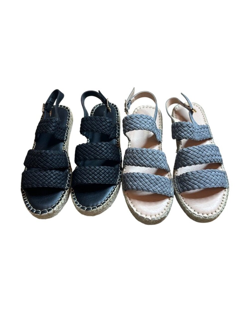 Chase & Chloe Size 9 Lot of 2  Woven Strap Platform Sandals  Black & Gray